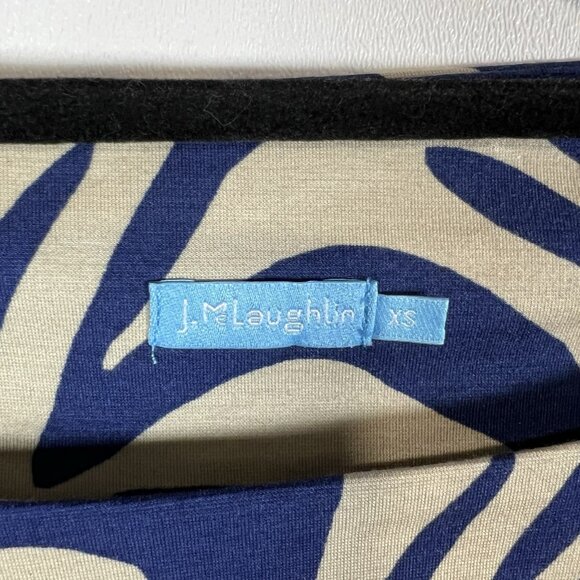 J. McLaughlin Campbell Boat Neck Navy/Beige‎ Puddle Print Dress Size XS - Picture 5 of 7